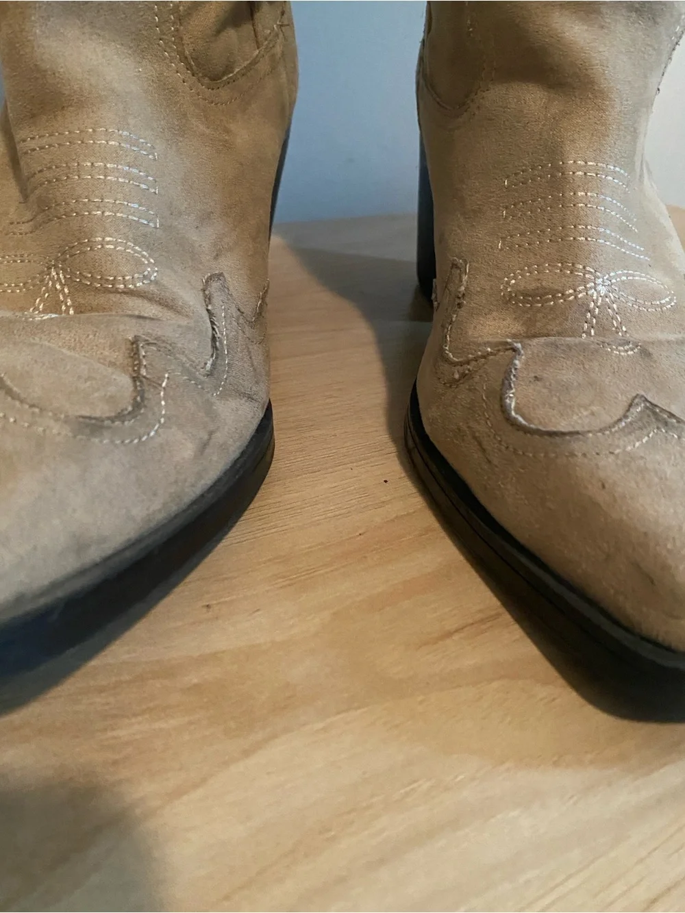 H&M Tall Western Cowboy Boots Taupe Faux Suede Women’s 9 EU 40